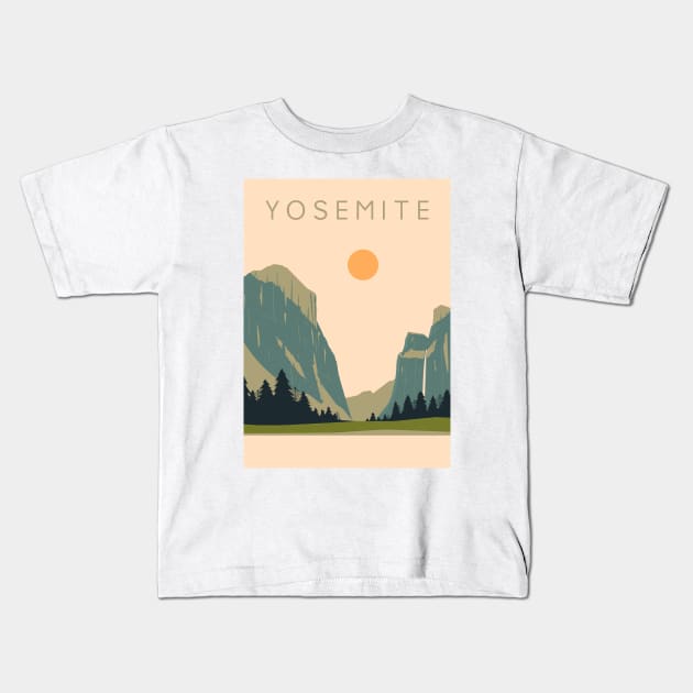 Yosemite Valley Kids T-Shirt by Zakaria Azis